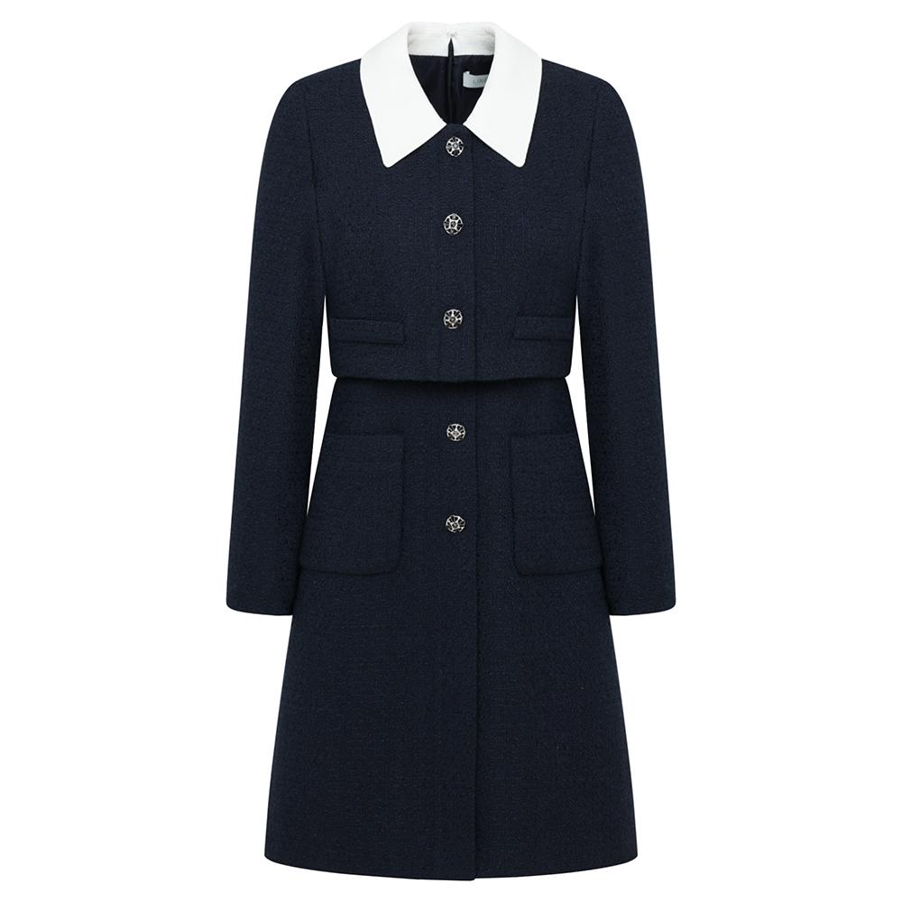 [라인어디션]배색 미니 트위드 원피스 NCOPNK7100