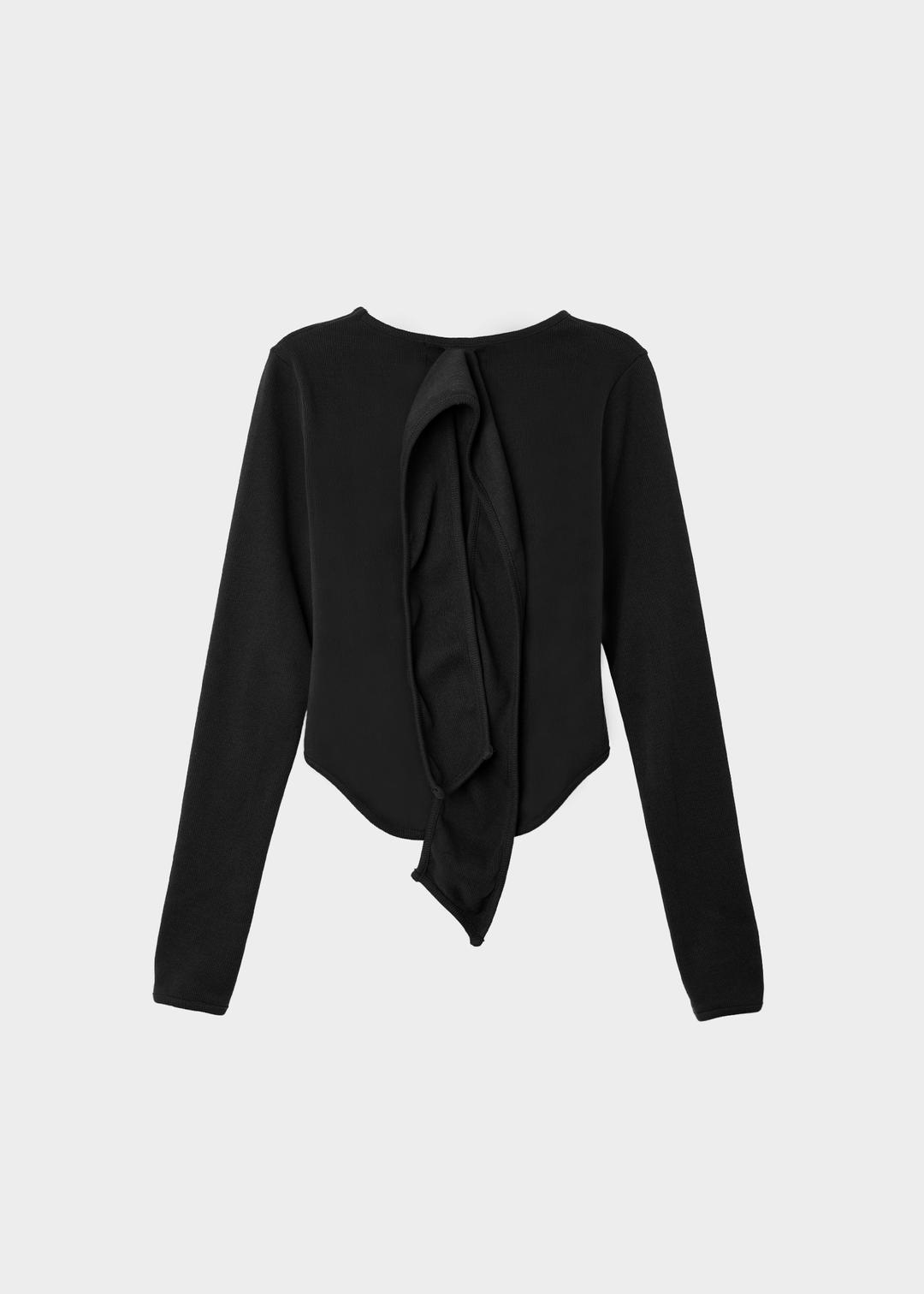 SCARF DETAL LONG SLEEVE - BLACK (2nd)