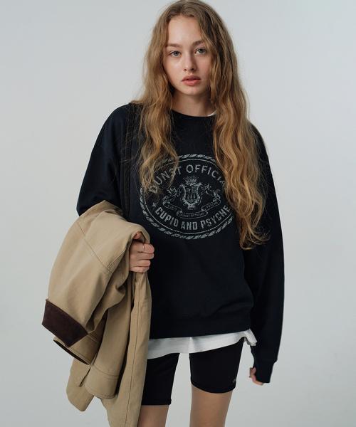 던스트 포 우먼(DUNST FOR WOMEN)  UNISEX CUPID CAMPUS SWEATSHIRT_UDTS5A102_FRENCH NAVY - 사이즈 & 후기 | 무신사