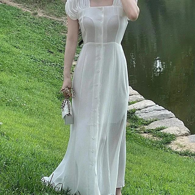 그리스 셔링 블라우스 머메이드 롱 맥시 드레스 원피스