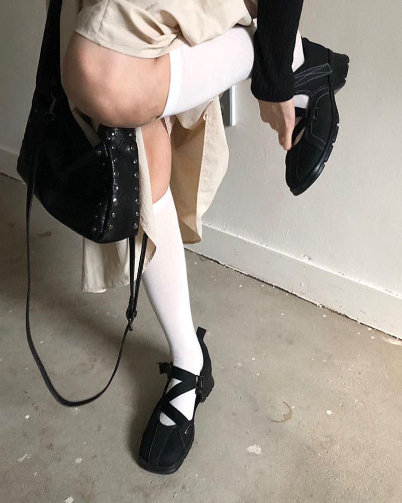 스티치 메리제인 스니커즈 굽 3.5 ( 230 - 250 )