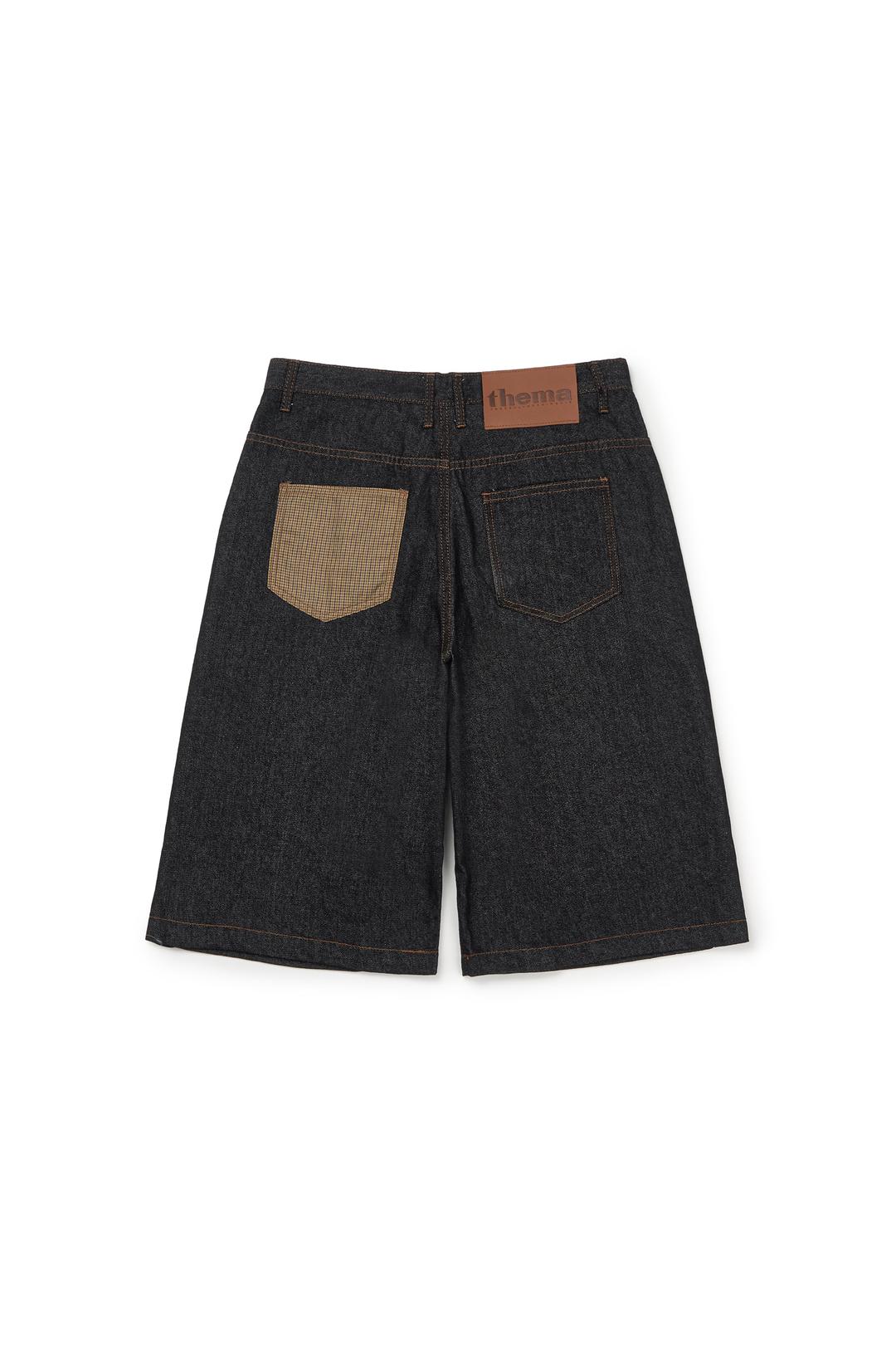 CHECK POCKET STRAIGHT CAPRI PANTS_INDIGO