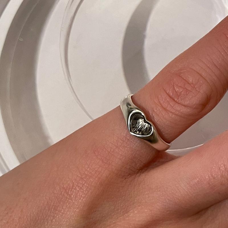 [월요잇템][아몬즈 단독] B. Heart ring TourmalinBK