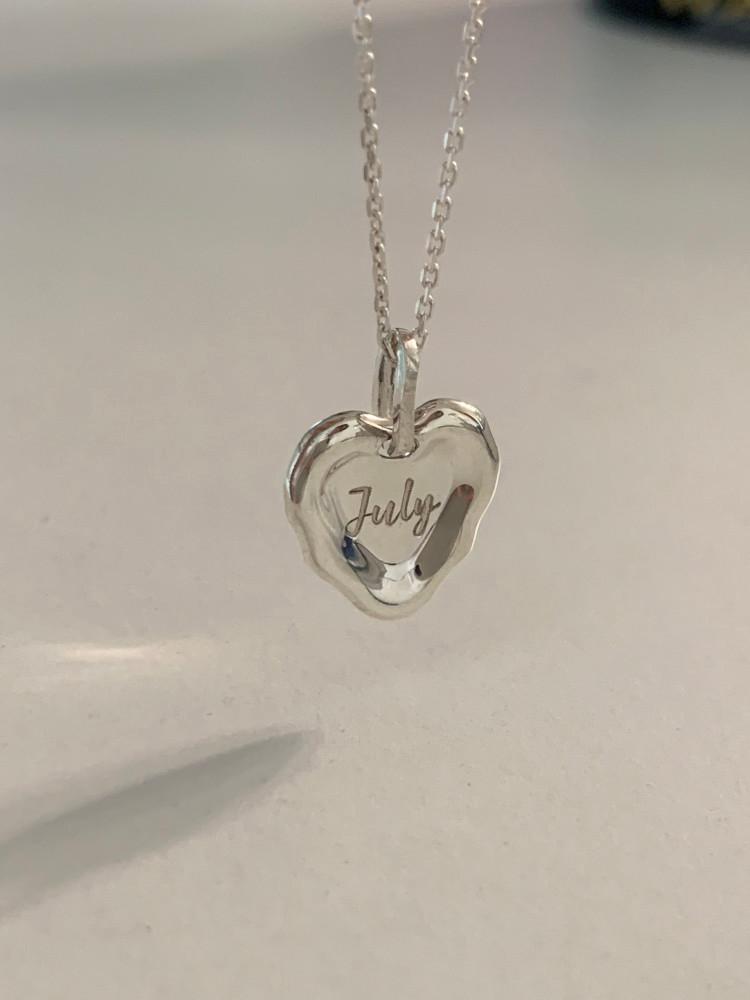 실버925 유니크 러프 하트 팬던트 각인 목걸이 (우정목걸이)