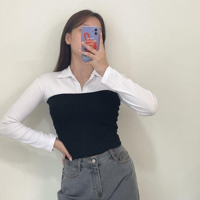 (레이어드) 니트 탑 튜브탑 크롭탑 - 3color