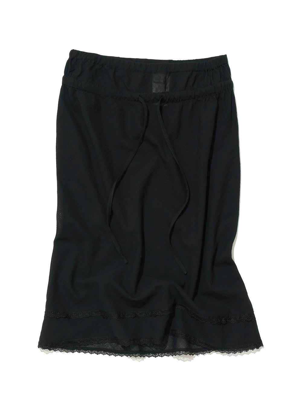 [WOMEN] PWC LACE TRIM OVERLAY MIDI SKIRT_BLACK