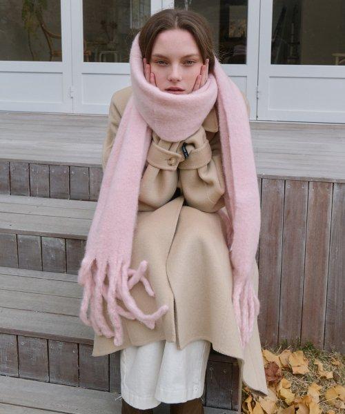 울 롱 와이드 머플러 - 소프트 핑크