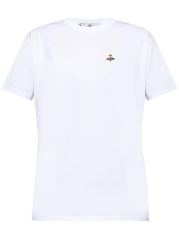 [LAST ONE] 21FW 비비안 웨스트우드 여성 로고 화이트 반팔 티셔츠 37010001_J001M-A401   |   발란코드 [10236510]