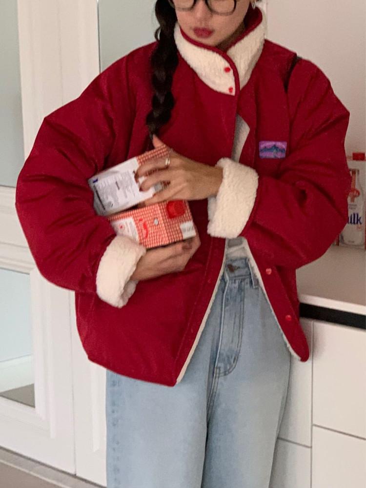 양면 리버시블 뽀글이 배색 후리스