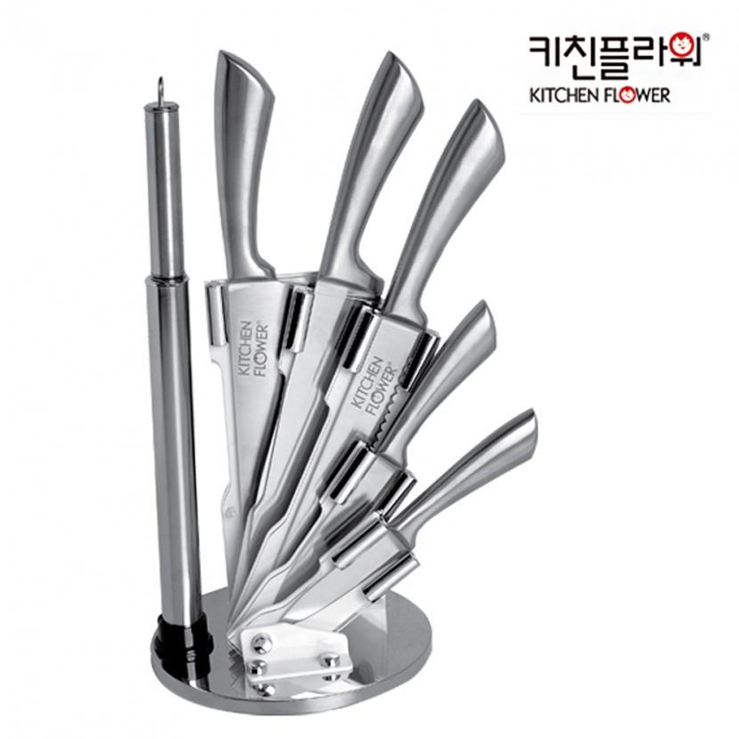키친플라워 통스텐 주방 칼 블럭 7종 세트  (업체별도 무료배송)