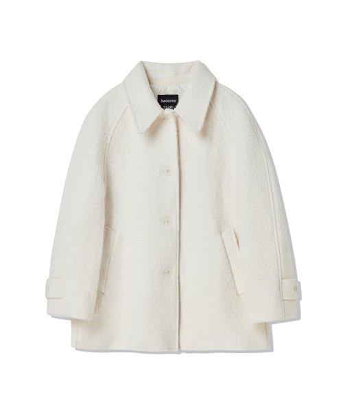 울 부클 하프 코트 아이보리