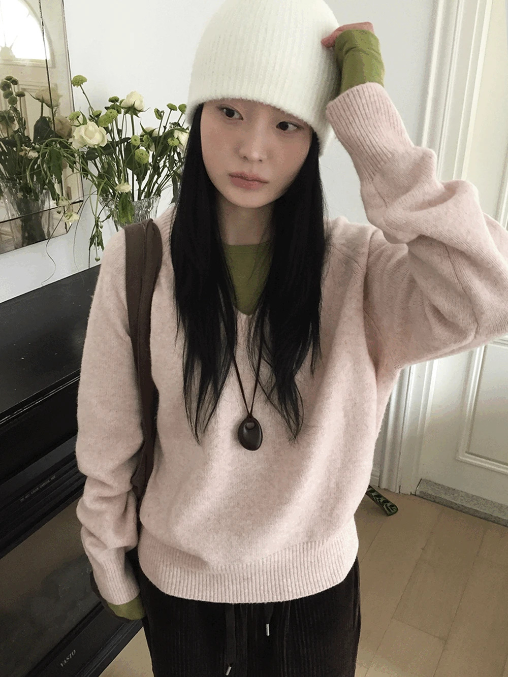 세이어 루즈핏 브이넥 컬러 니트 (6c)