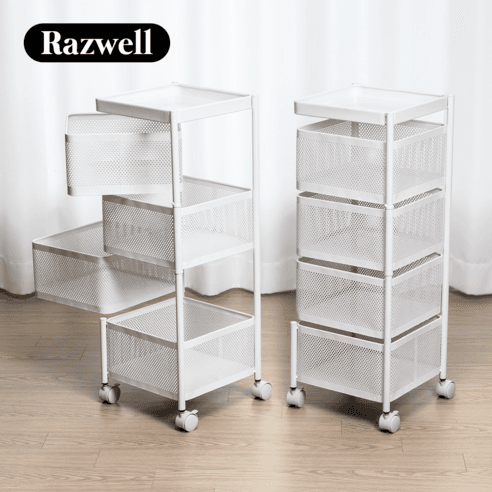 라즈웰 이동식 트롤리 수납함 회전형 수납장 - 선반/트롤리 | 쿠팡