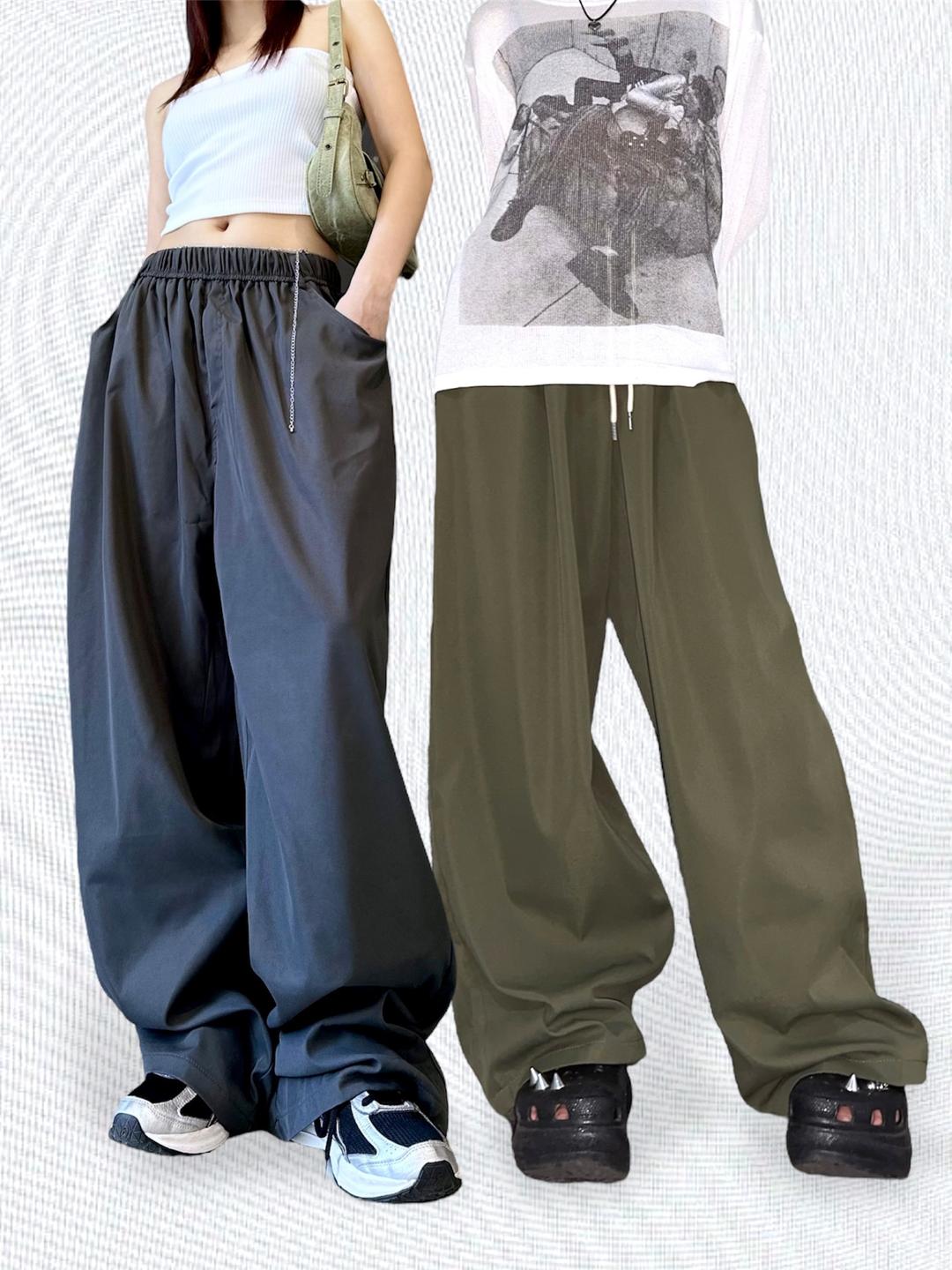 casual loose wide banding pants