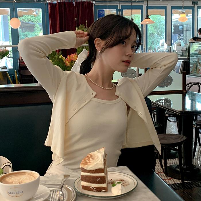 어베인 🍂가을 💕URBANE MADE💕 폰드 크롭 가디건 나시세트 (6c)/데일리룩/데이트룩/출근룩/여행룩