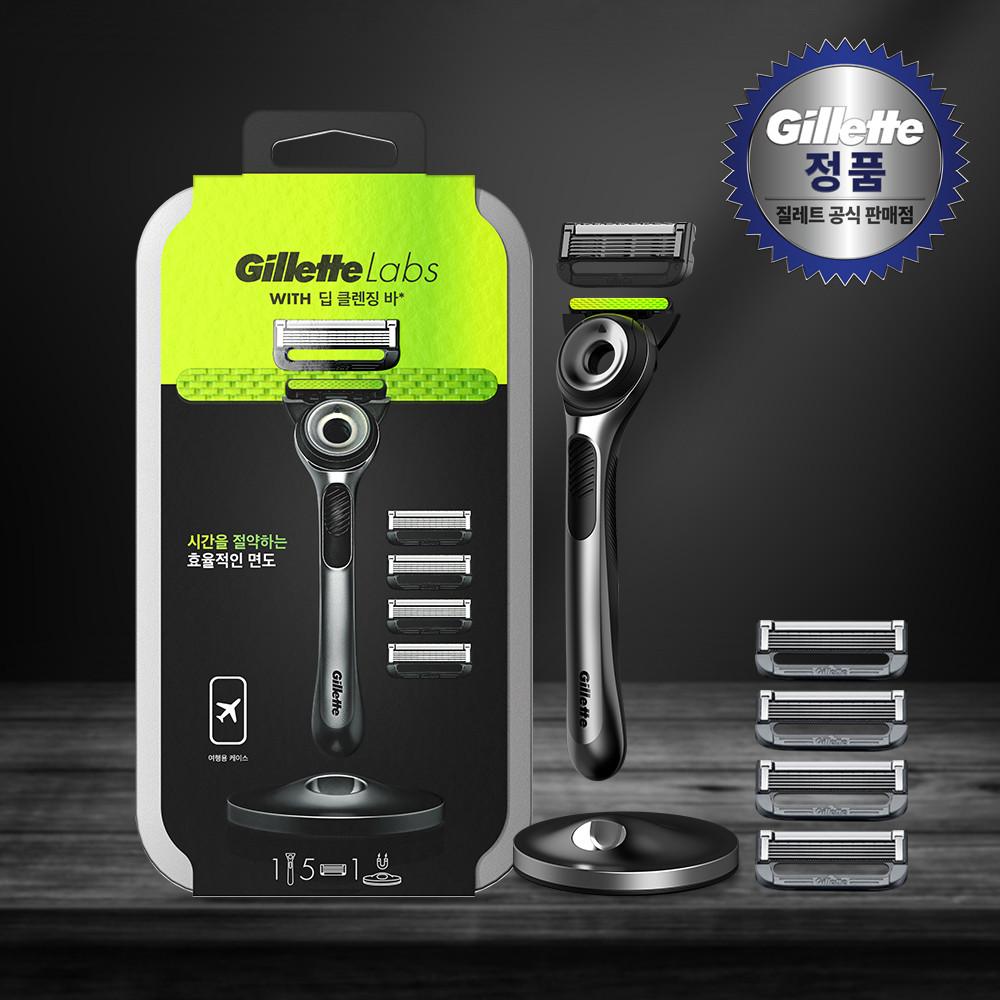 질레트랩스 딥클렌징바 틴케이스세트 (면도기핸들+면도날5입+스탠드+틴케이스)