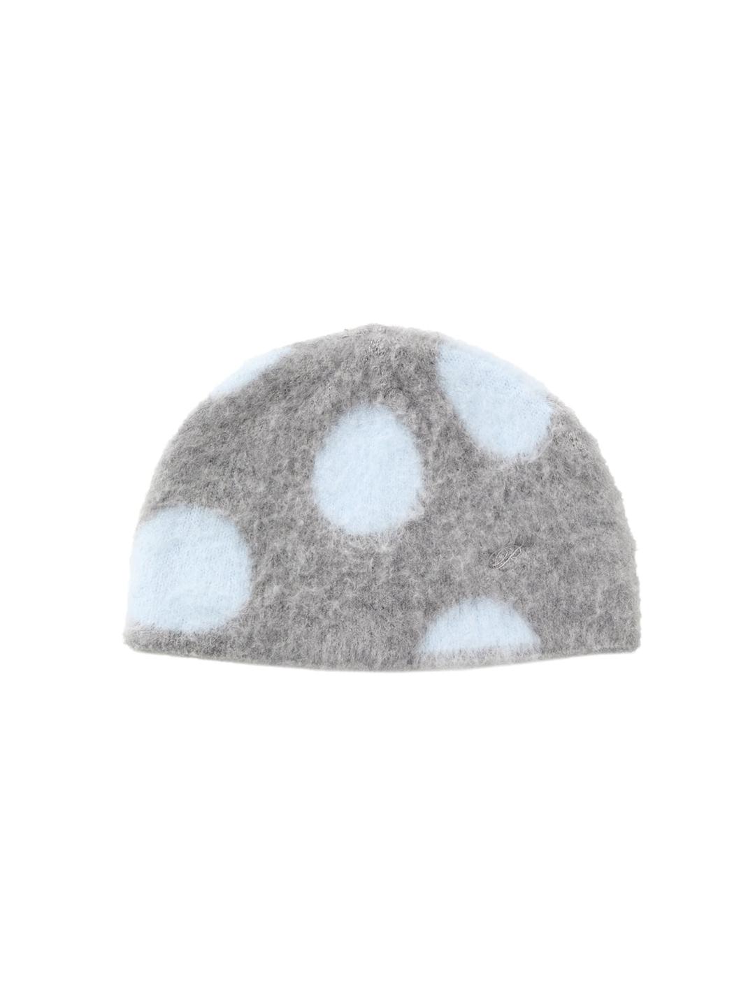 Fluffy Dotted Knit Beanie - Grey