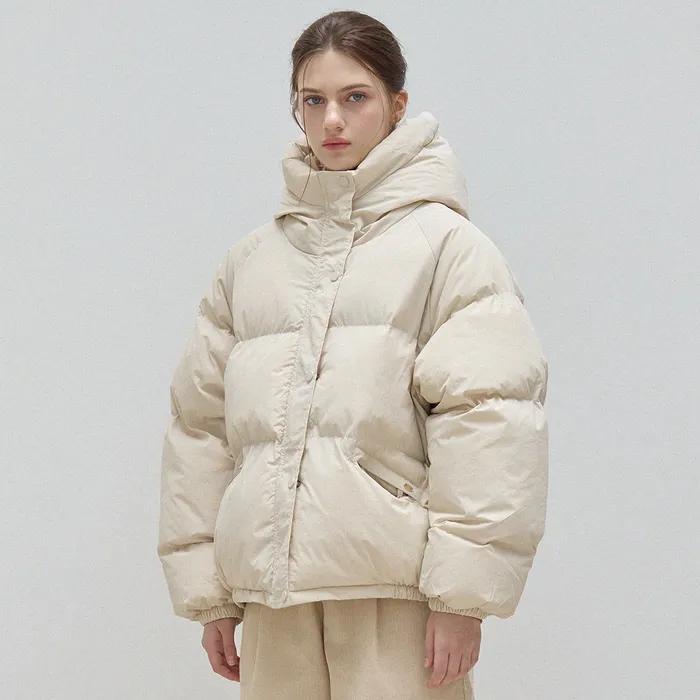 BASIC HOODED PADDED JUMPER CREAM