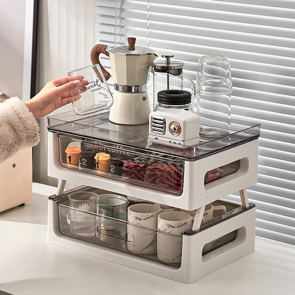 구디푸디 2단 탕비실 정리함 사무실 티백 커피 서랍식 보관함