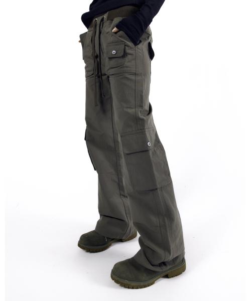Flare Cargo Pocket Pants (Khaki)