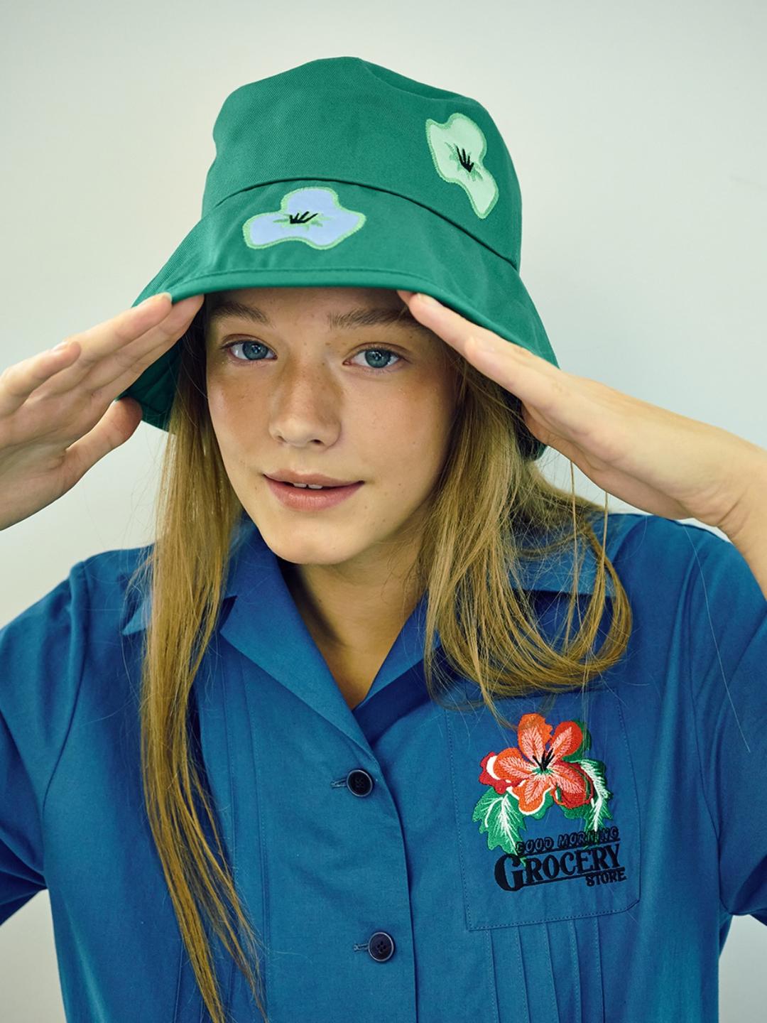 POPPY BUCKET HAT/GREEN
