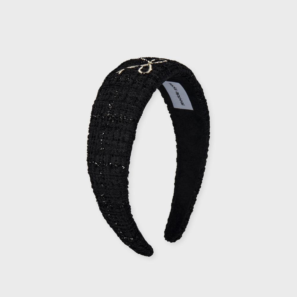ribbon hair band glitter tweed black