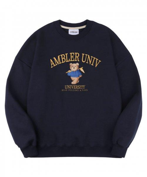 UNIVERSITY 오버핏 기모 맨투맨 티셔츠  AMM909 (NAVY)