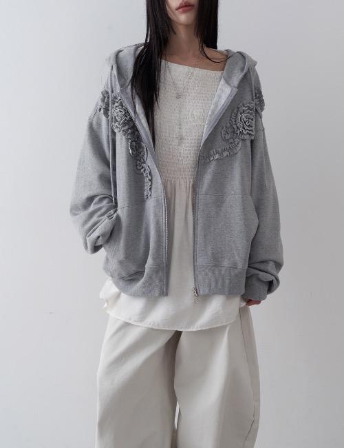 로웨어 flower frill hood zip up