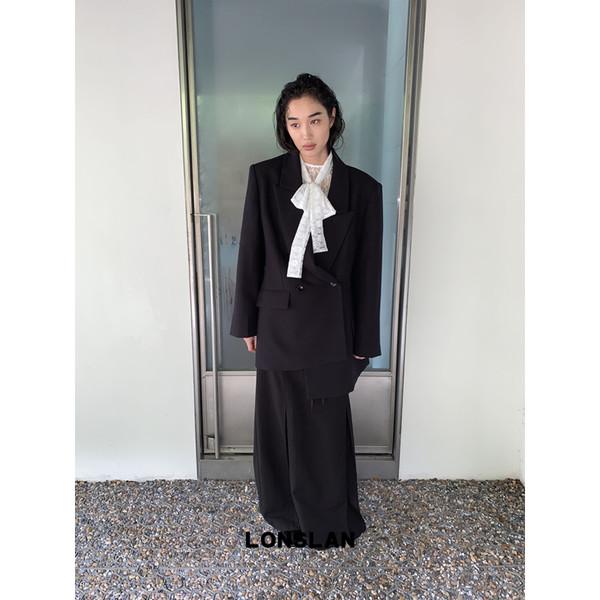 LONSLAN Double-Breasted Suit + Strapless Straight Skirt Suit