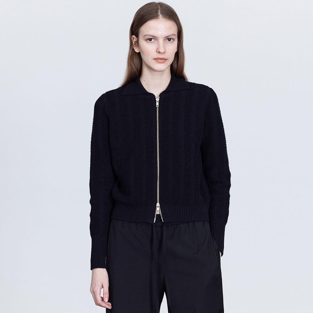 Textured Knit Blouson - Black