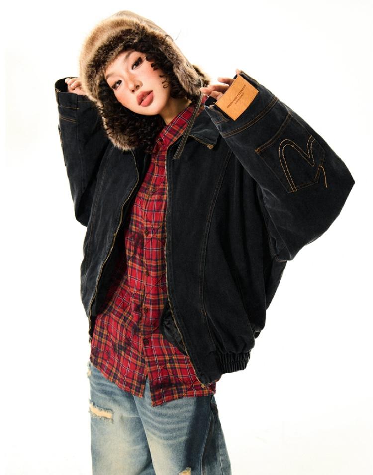 YOUNG STAGE Split Denim Cotton Jacket (2color)