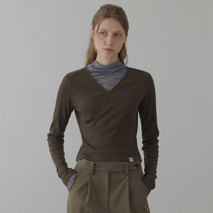 [2차]rita rap long sleeve top_khaki brown
