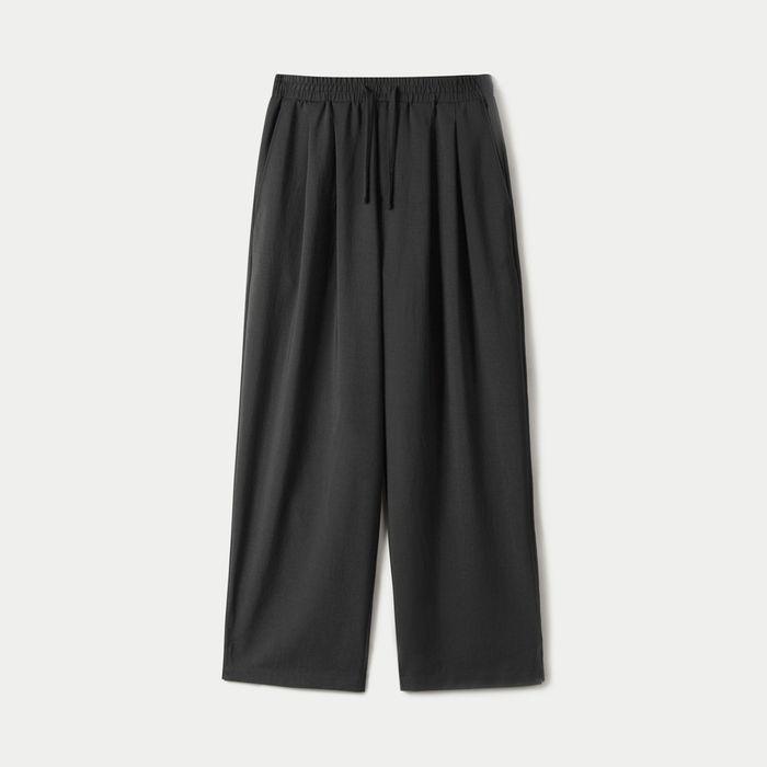 CREASE DOUBLE PLEATED WIDE PANTS BLACK (247)