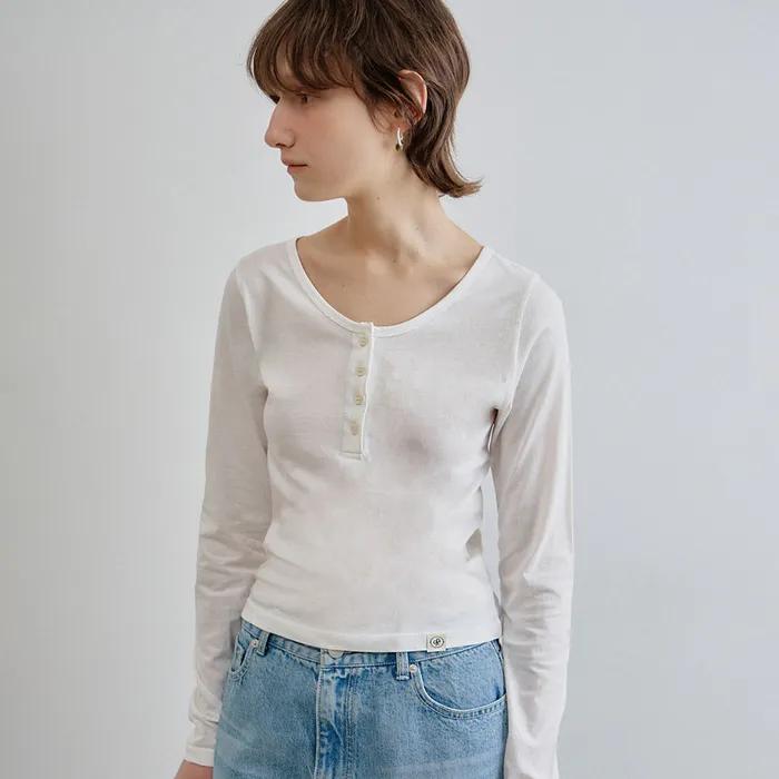 essential  henley neck top_white
