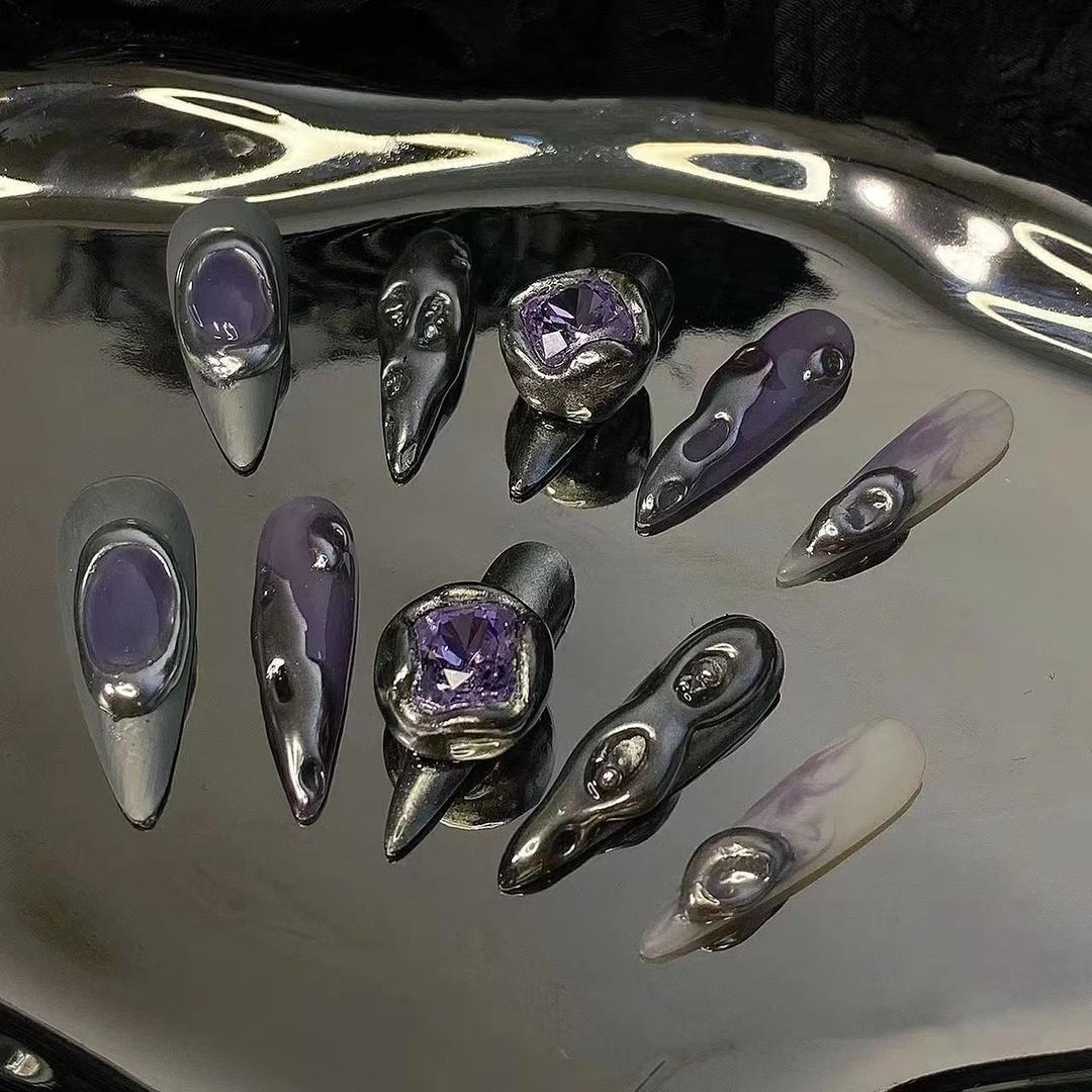 Pure handmade custom Y2K hot girl original design nails - xs