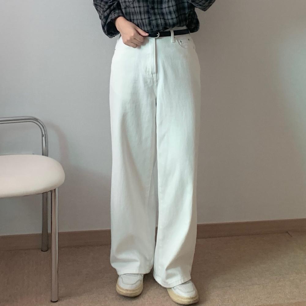 키작녀와이드팬츠 베이지면바지 코튼팬츠