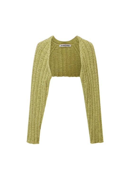 COTTON RIBBED BOLERO KNIT TOP