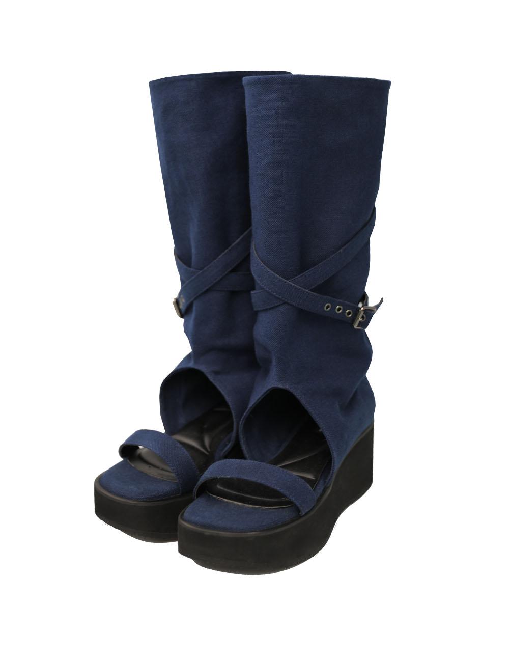 LINEN SLIT BOOTS(BLUE)