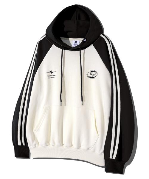 심볼로고 배색 래글런 트랙 후드티 GHT-481_크림(블랙)