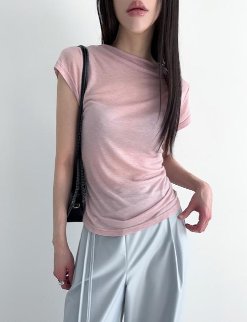 see-through tencel half pola tee