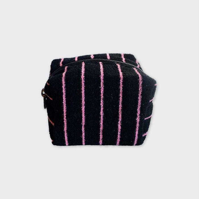 Stripe terry pouch (black-pink)
