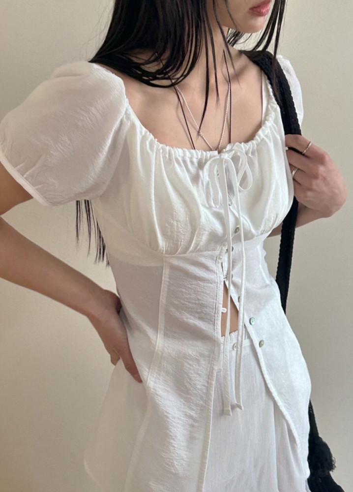 [뮤즈] FL 플라워 24ss 모코(무지) 블라우스 (4color)