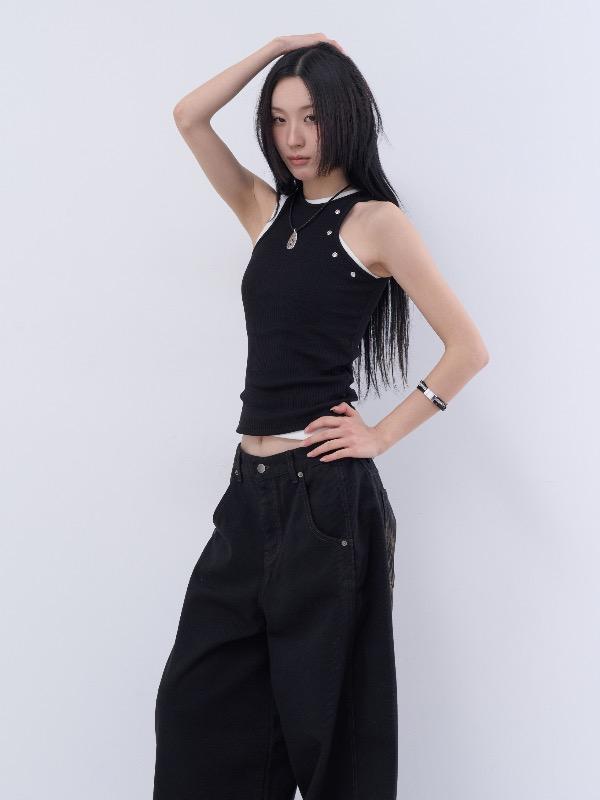 eyelet slim layered sleeveless