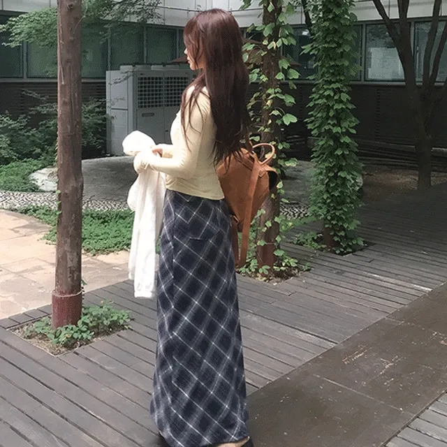 모직 체크 롱 sk (2color)
