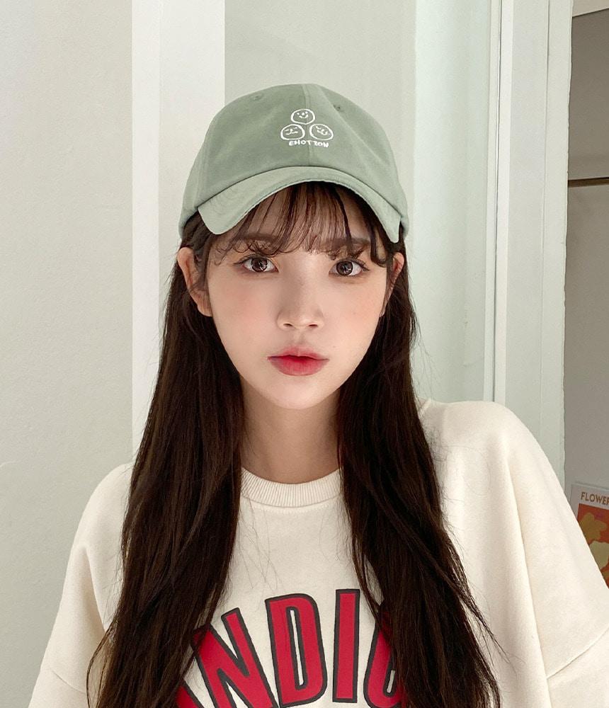 코튼 자수 스마일 겨울 볼캡