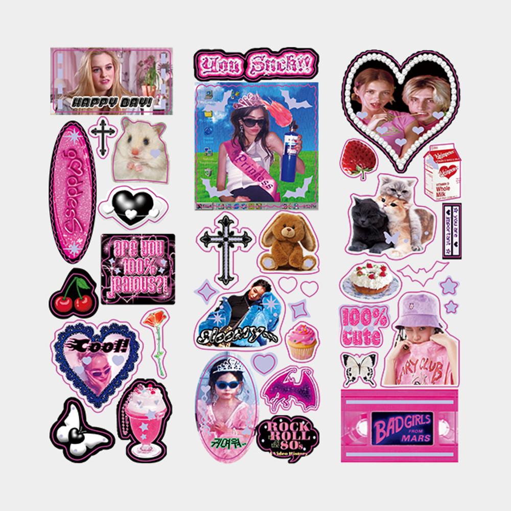 [서뽈] 핑크박 오로라 씰스티커 3종