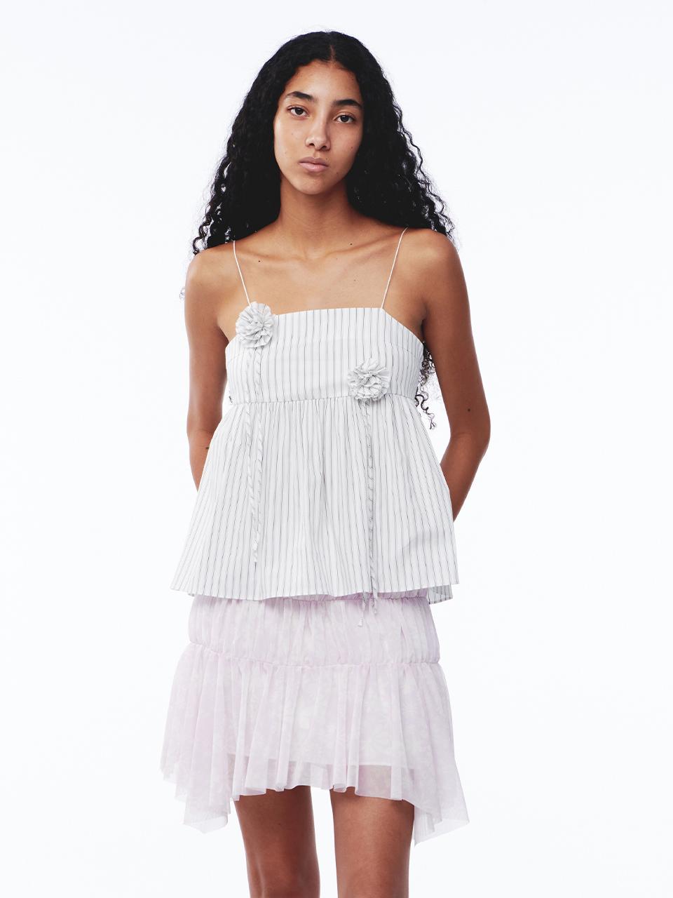 Stripe Corsage Camisole Off-White Stripe