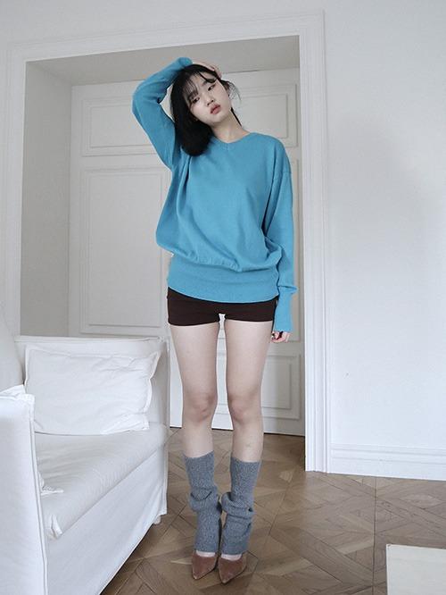 button v neck knit, 4color