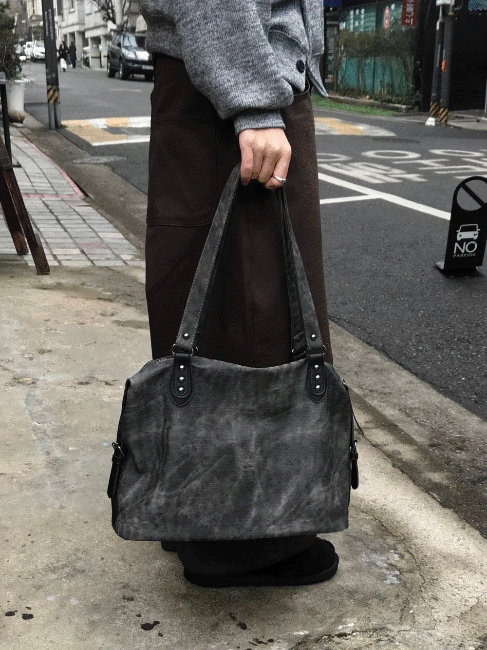 (기획) 빈티지 워싱 스터드 숄더백 3C