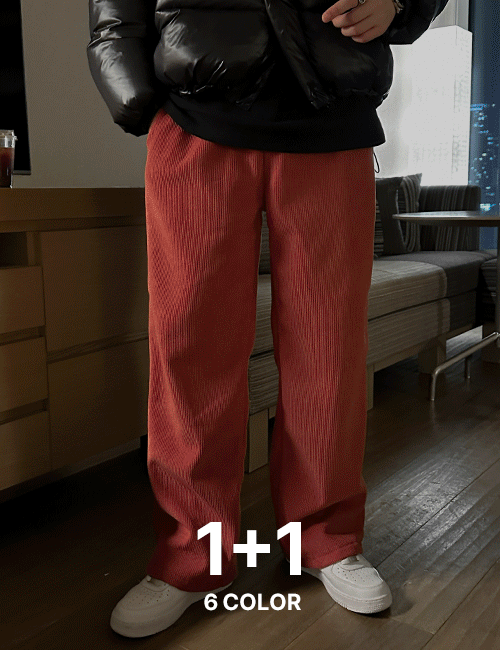[1+1](양털안감)융기모 코듀로이 와이드팬츠
